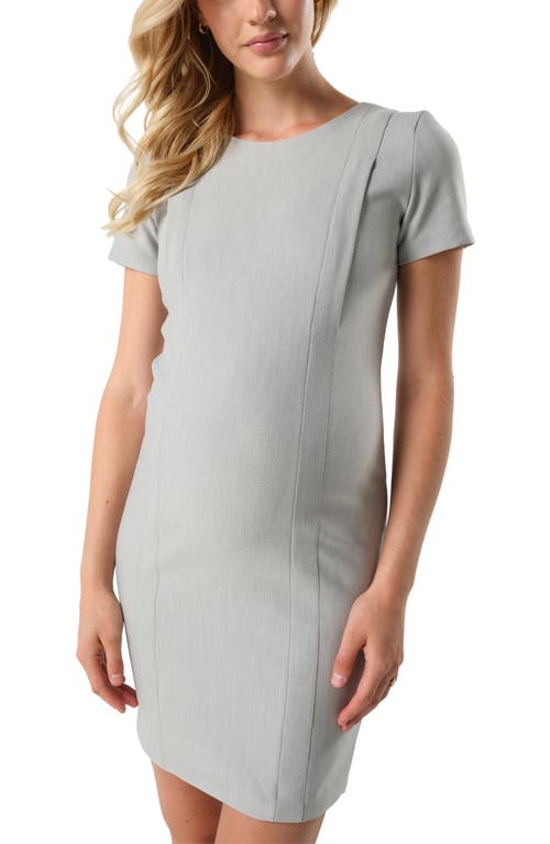 Marion Women's Short Sleeve Maternity & Nursing Knee Length Dress In Italian Stretch Suiting Fabric In Gray