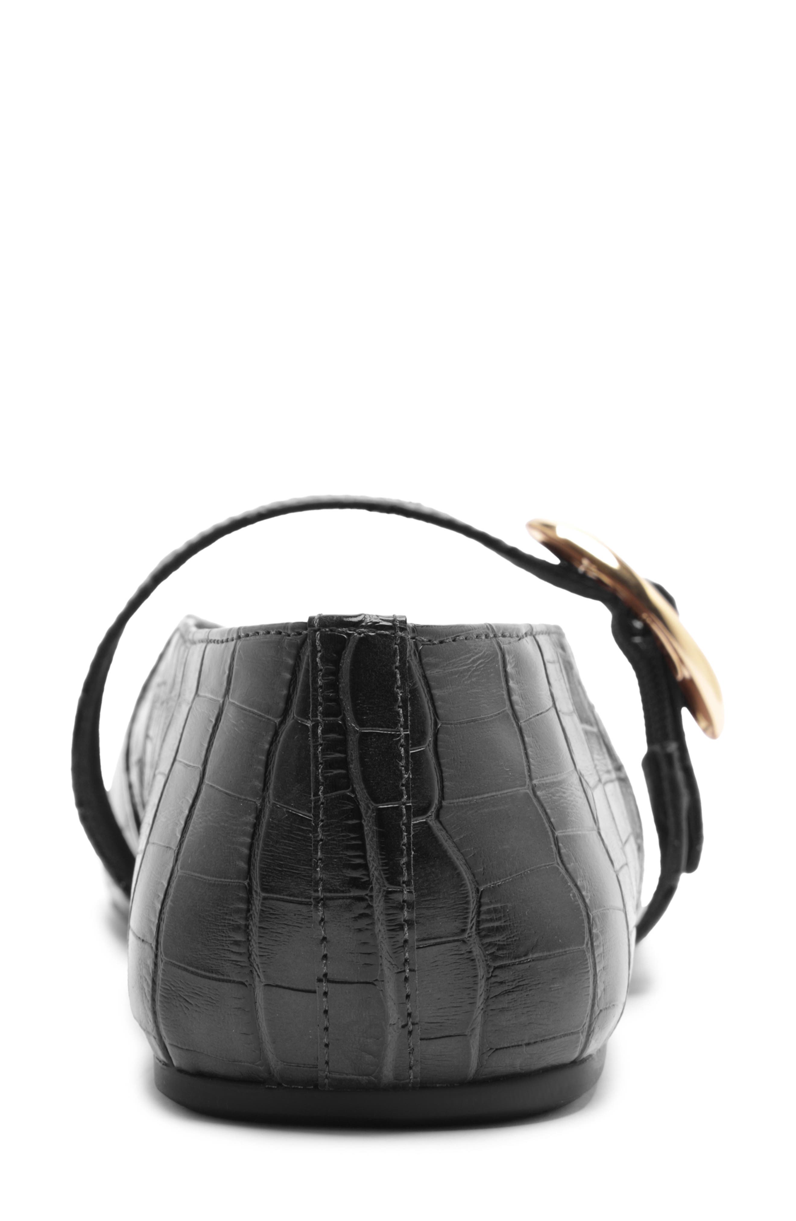 Arezzo Erica Croc Embossed Ballet Flat, Alternate, color, Black