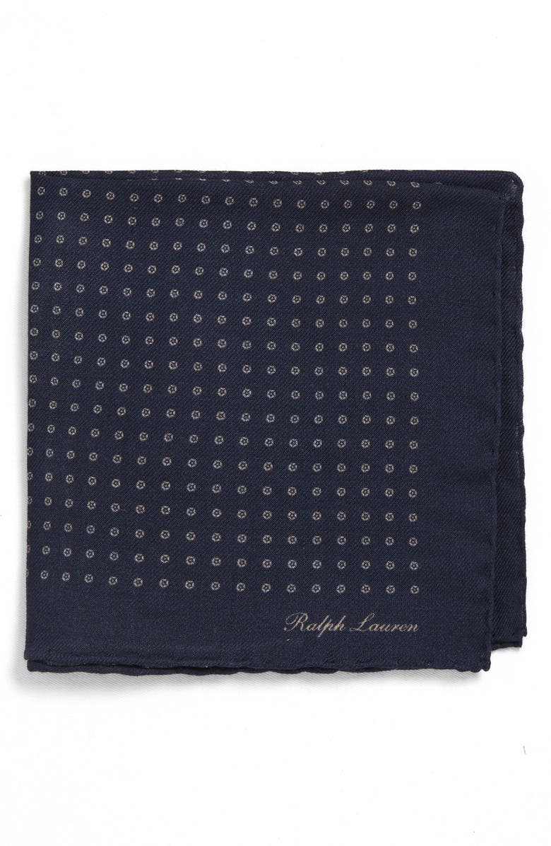 Ralph Lauren Purple Label Polka Dot Cashmere 
Silk Pocket Square, Main, color, Navy