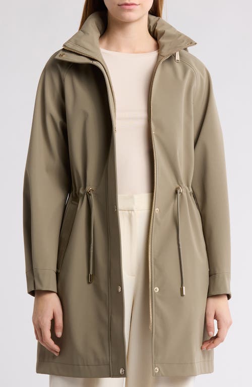 Bcbgeneration Water Resistant Hooded Drawstring Waist Jacket In Desert Sage
