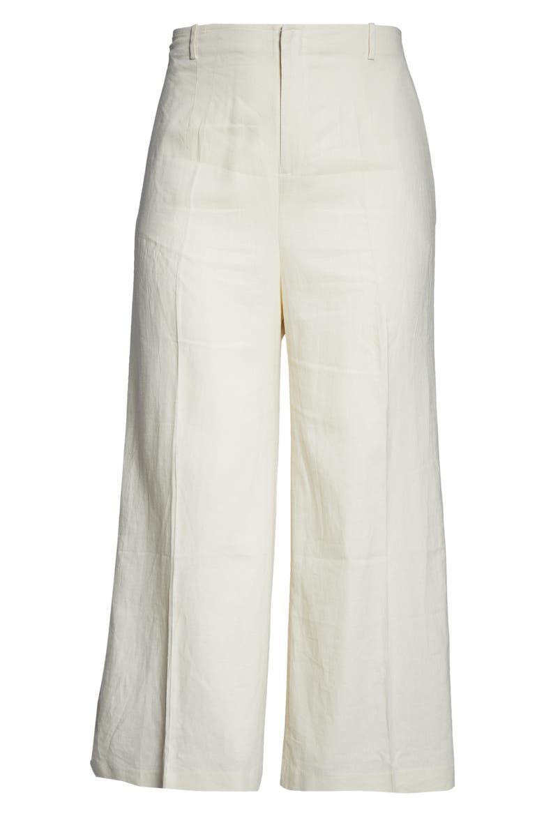 Wide Leg Linen Blend Stovepipe Pants, Alternate, color, IVORY BIRCH