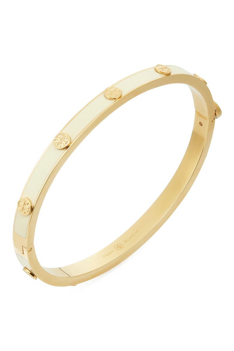 Miller Stud Enamel Hinge Bracelet, Alternate, color, TORY GOLD / NEW IVORY
