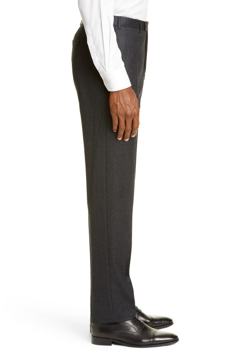 Canali Flat Front Flannel Wool Trousers, Alternate, color,