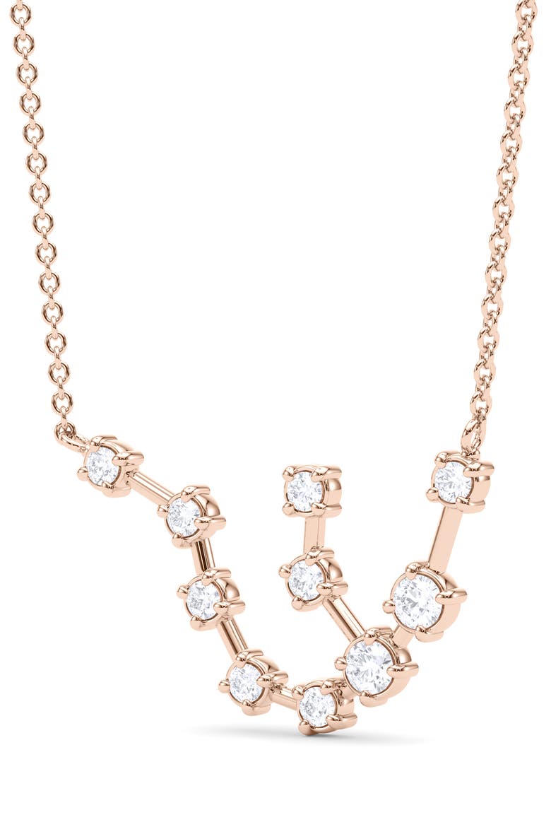 Aquarius Constellation Lab Created Diamond Necklace, Alternate, color, 18K ROSE GOLD