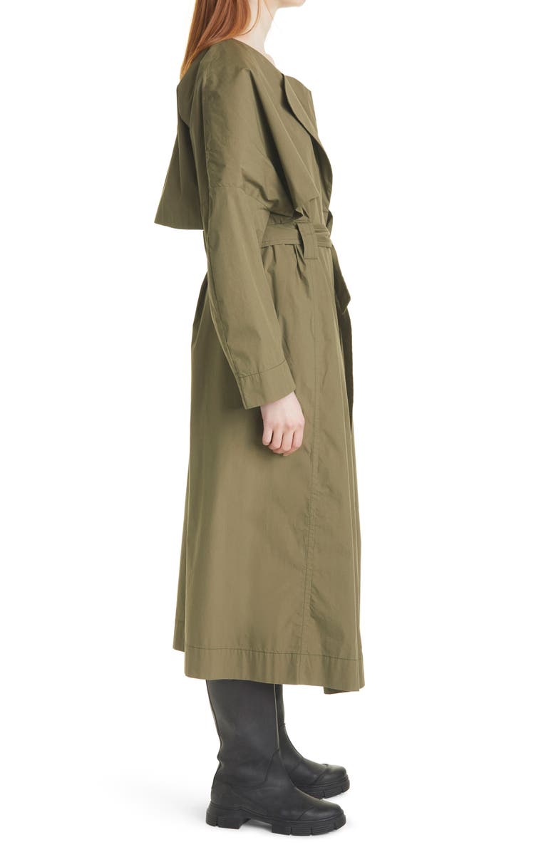 Ganni Stretch Canvas Trench Coat, Alternate, color,