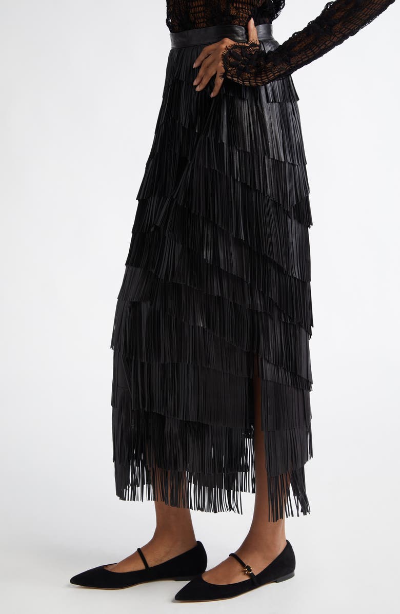 Ulla Johnson Therese Leather Fringe Maxi Skirt, Alternate, color, 