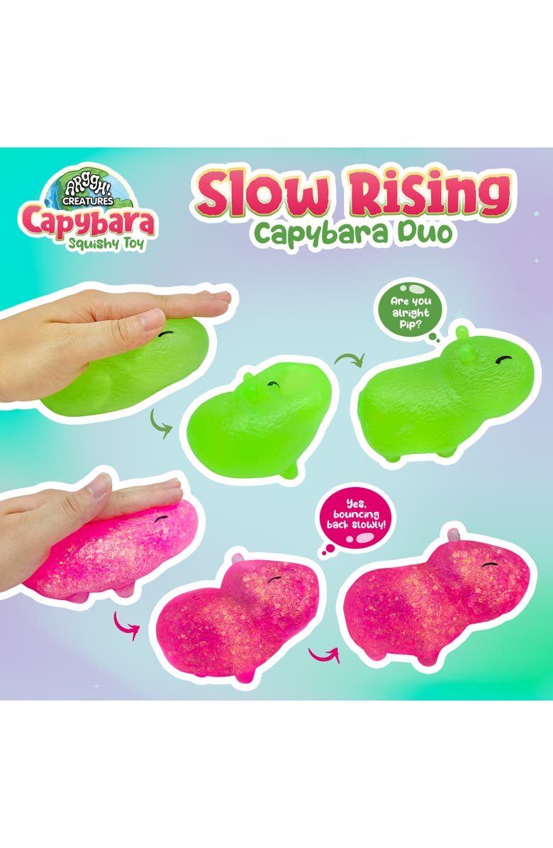 Power Your Fun Fun 2-Pack Capybara Squeeze Balls, Alternate, color, Green, Pink