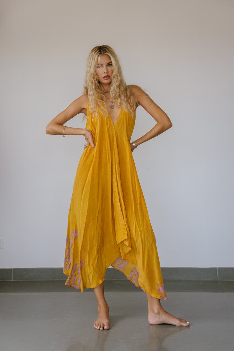 Classic Silk Dress Tokyo, Main, color, Yellow & Lavendar