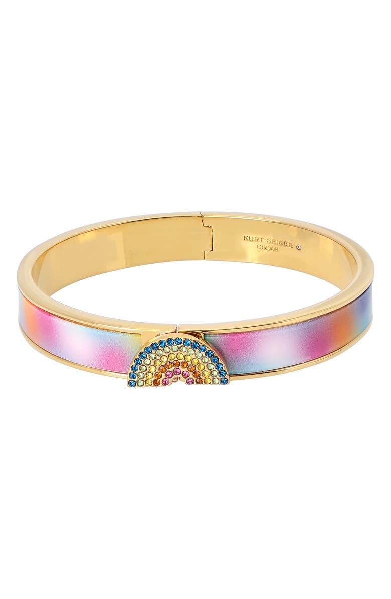 Kurt Geiger London Crystal Rainbow Hinge Bangle, Main, color, 