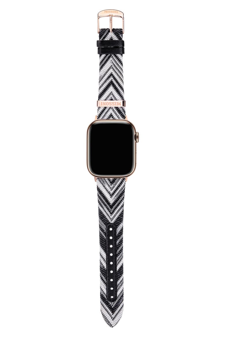 Zigzag Leather 24mm Apple Watch® Watchband, Alternate, color, MULTI