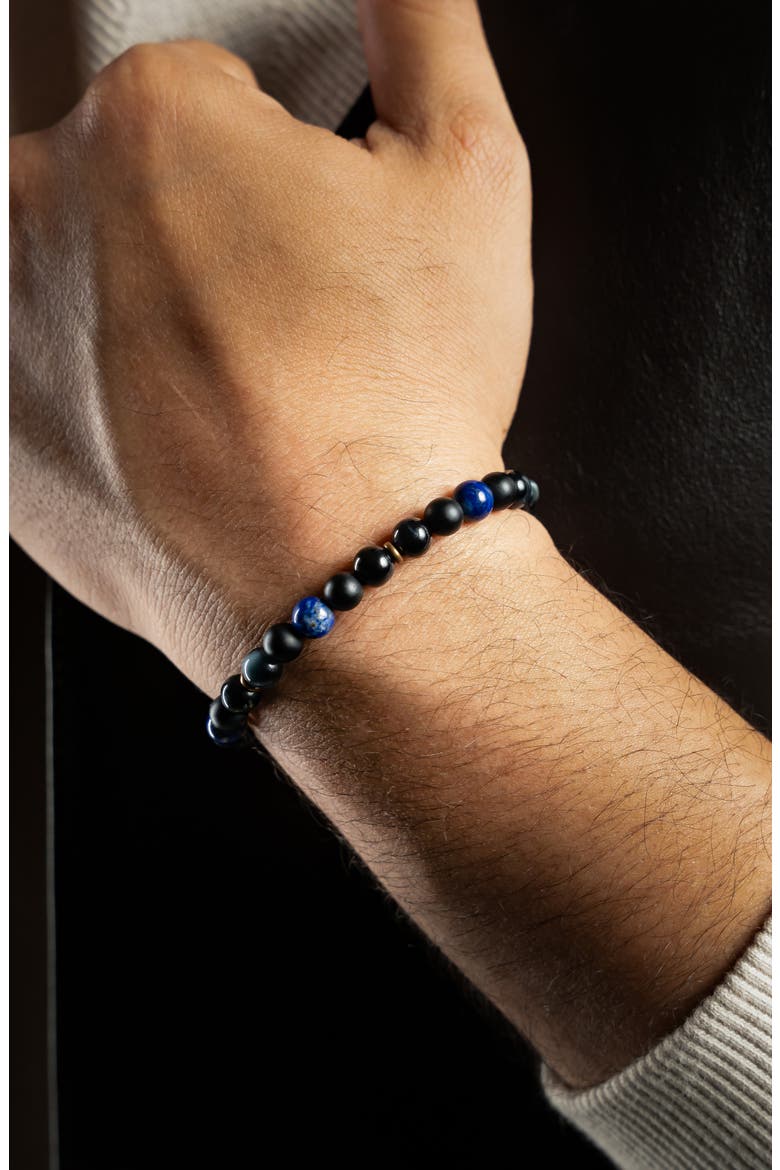 Men's Beaded Stretch Bracelet, Alternate, color, LAPIS LAZULI