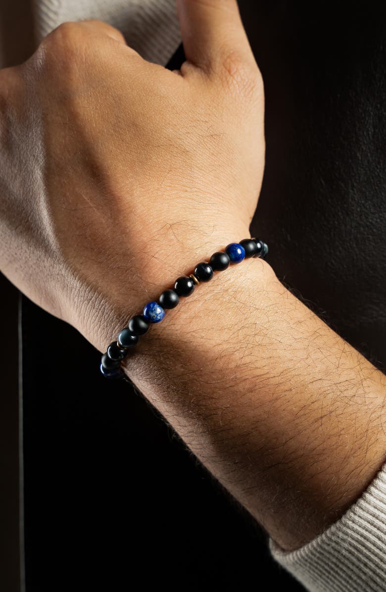 Caputo & Co. Men's Beaded Stretch Bracelet, Alternate, color, Lapis Lazuli