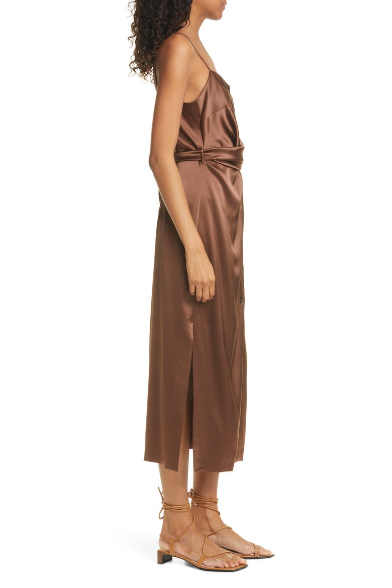 Sayan Satin Slipdress, Alternate, color, BROWN