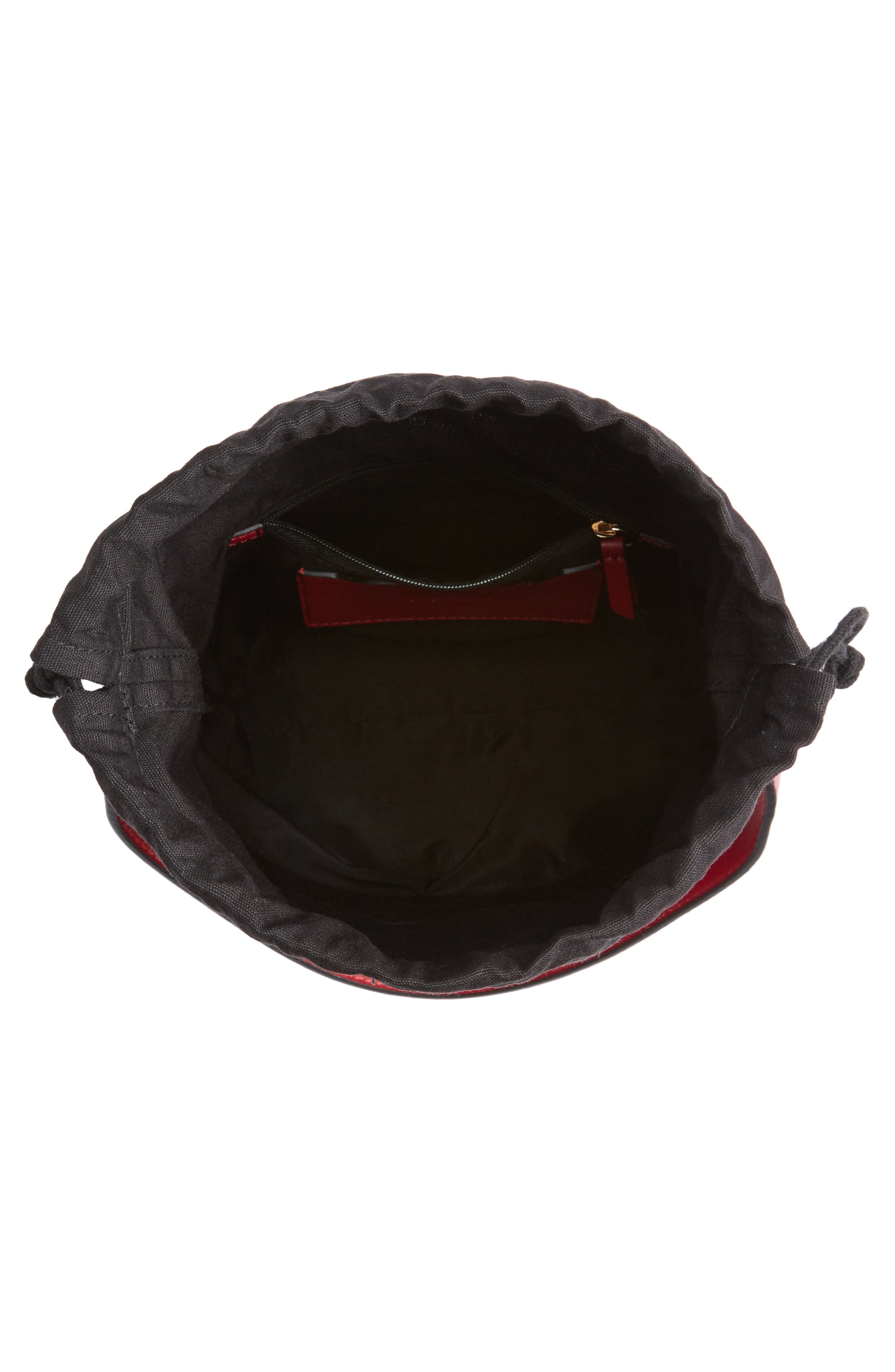 Topshop Cherry True Faux Leather Bucket Bag, Alternate, color, 