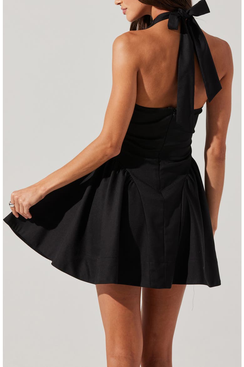Meana Cotton Blend Halter Minidress, Alternate, color, BLACK