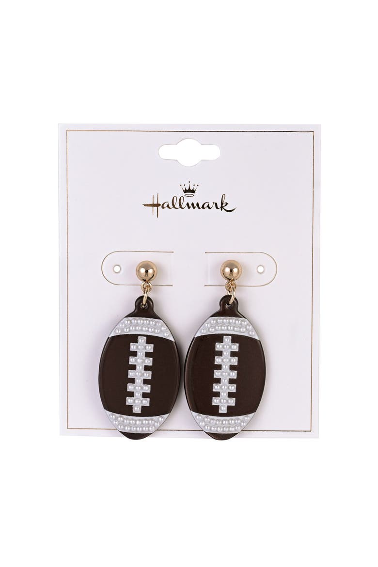 Game Day Football Earrings, Alternate, color, Brown