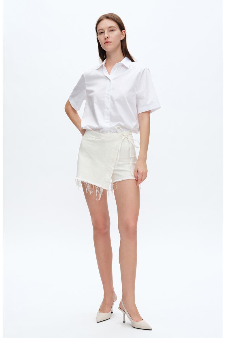 Frayed Denim Skort, Alternate, color, WHITE