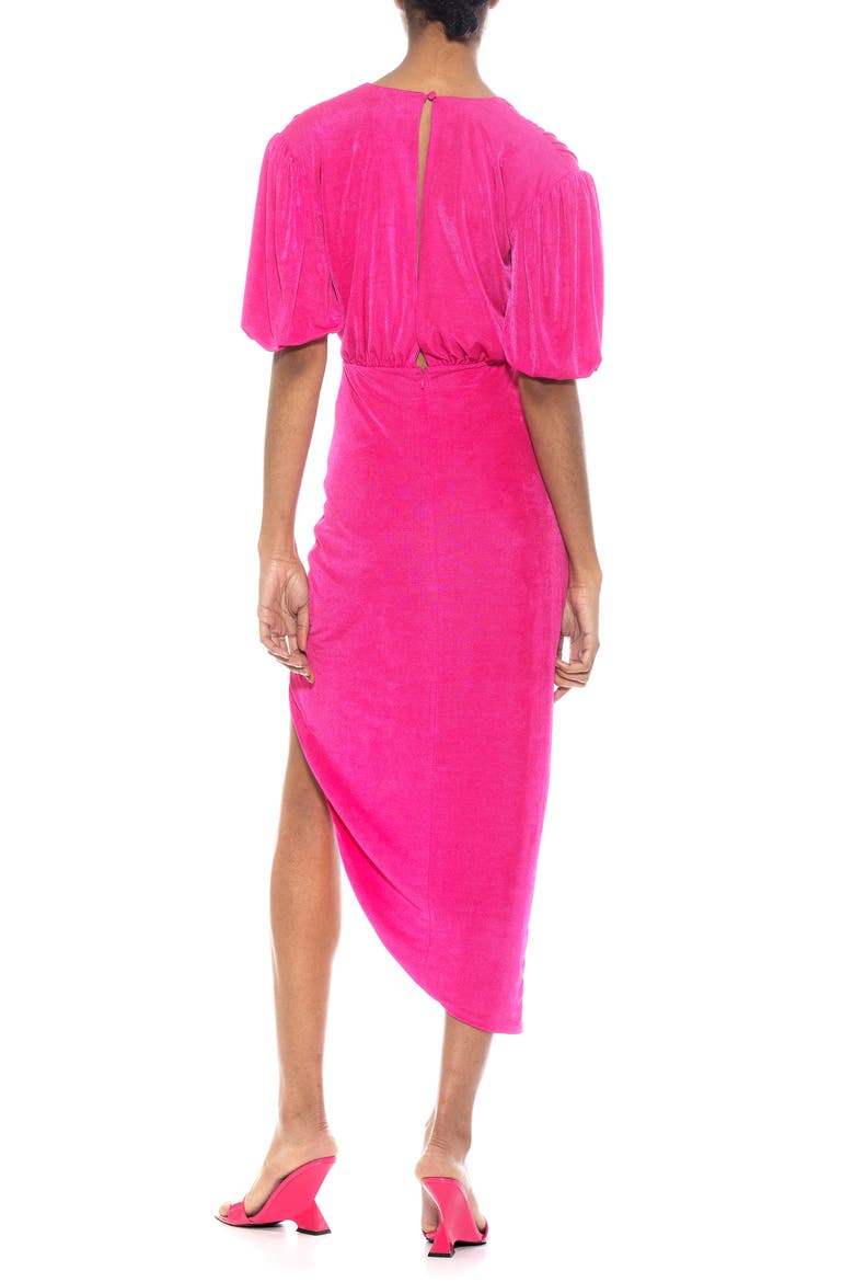 Fern V-Neck Drape Slit Dress, Alternate, color, HOT PINK