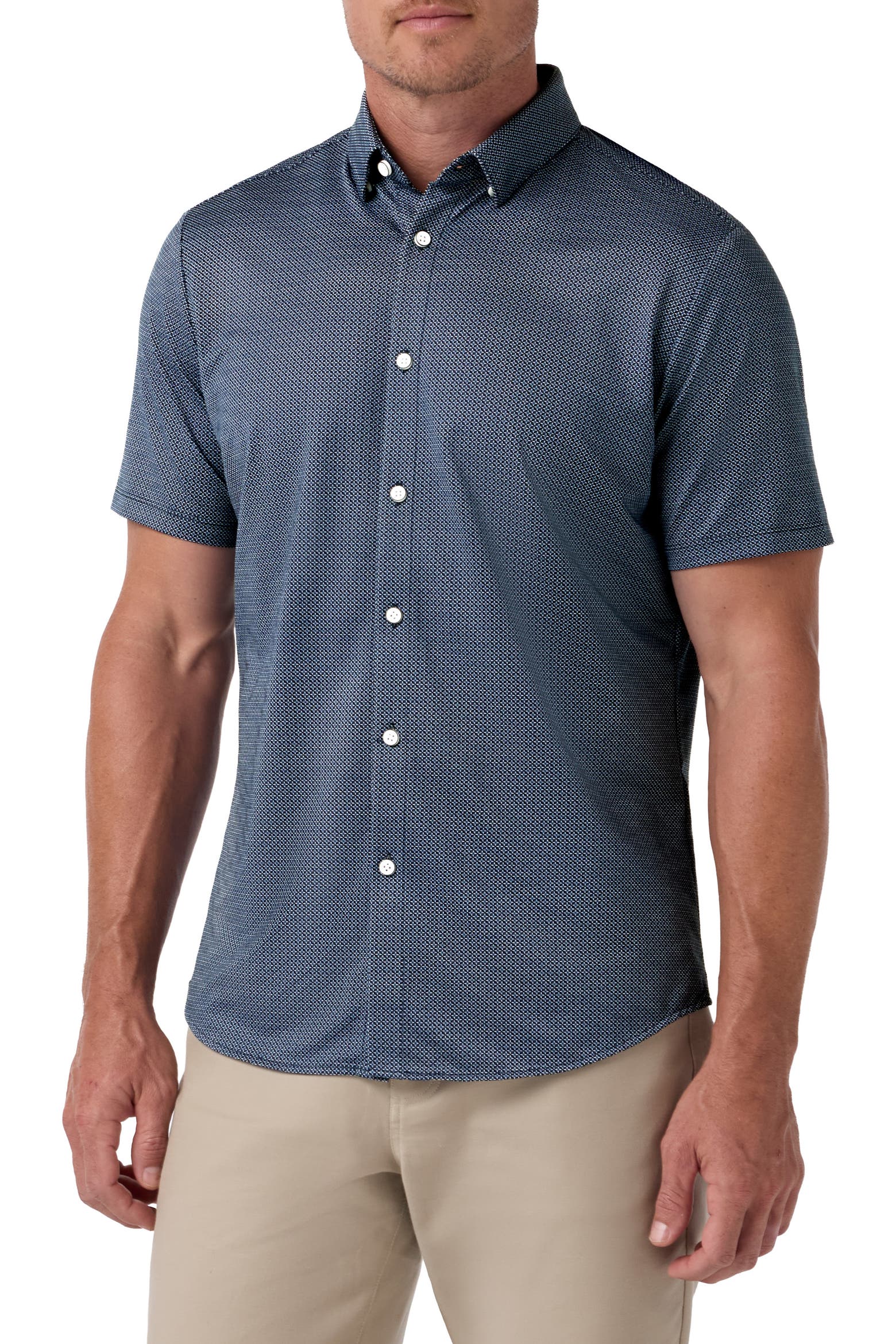 Lattice Performance Mizzen+Main Halyard Trim Fit Floral Short Sleeve Performance Button-Up ...