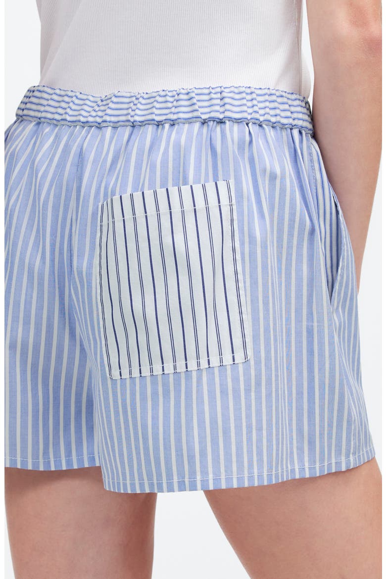 Stripe Poplin Pull-On Shorts, Alternate, color, TURQUOISE AND WHITE STRIPE