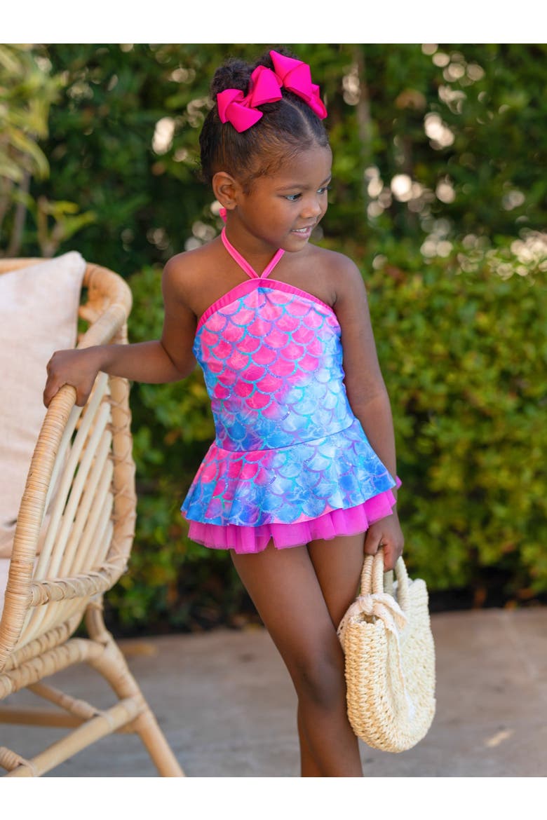 Swim With Mermaids Tulle Two Piece Swimsuit, Alternate, color, Blue