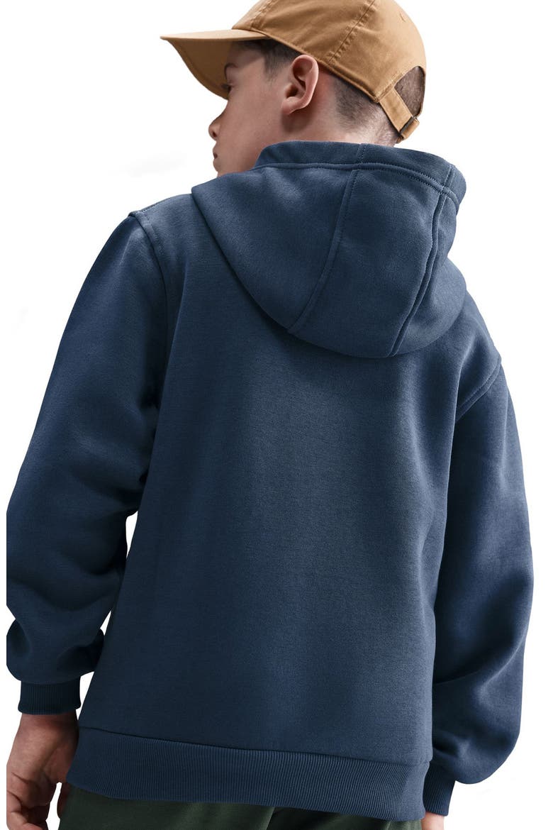 Kids' Sportswear Club Fleece Hoodie, Alternate, color, MIDNIGHT NAVY/ BRIGHT CITRON
