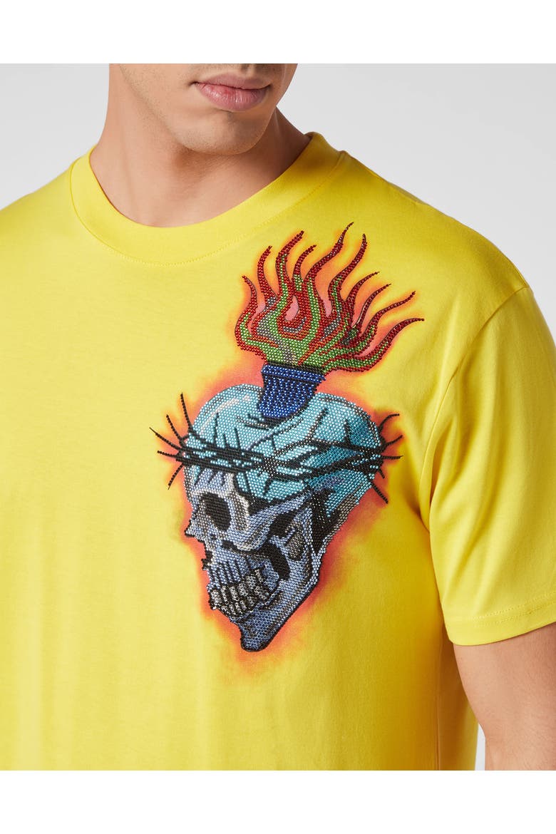 T-Shirt Round Neck Ss Love Tattoo Men, Alternate, color, yellow