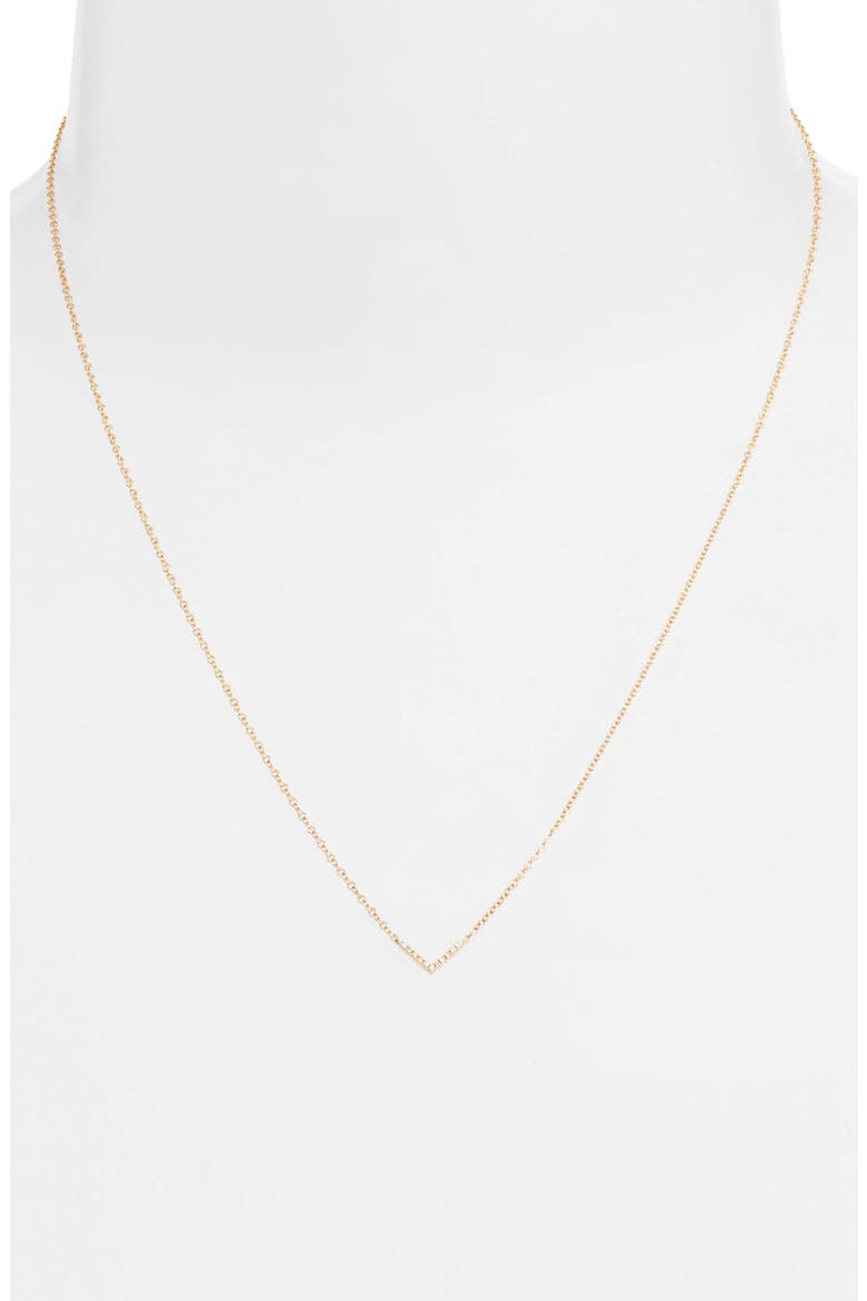 Mini Chevron Diamond Pendant Necklace, Alternate, color, YELLOW GOLD
