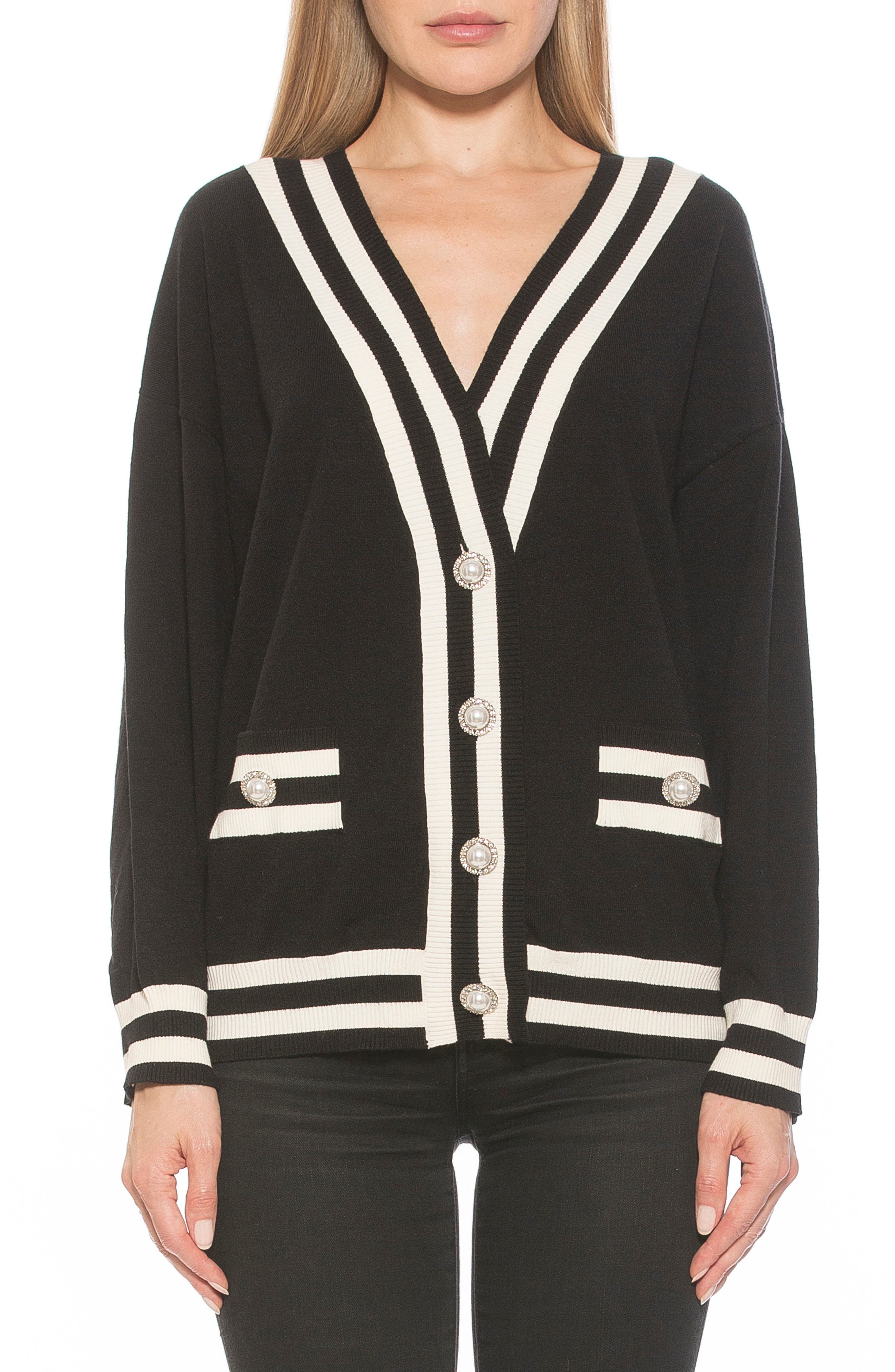 Alexia Admor Frances Stripe Trim Cardigan