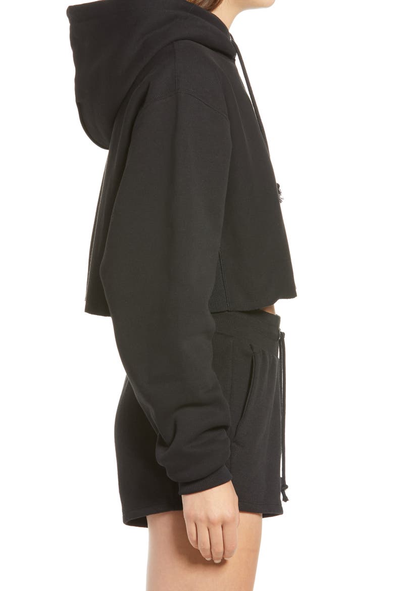 Reverse Weave® Crop Hoodie, Alternate, color, BLACK