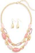 Tasha Pebble Link Collar Necklace & Earrings Set