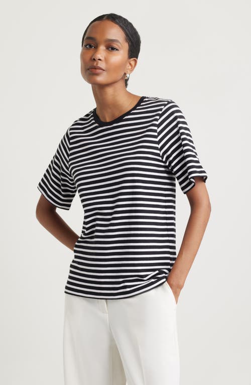 Nordstrom Relaxed Fit Pima Cotton Crewneck T-shirt In Black- White Elm Stripe