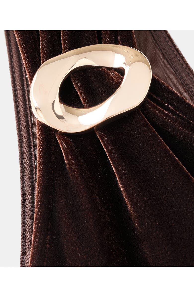 MANGO One-Shoulder Velvet Jumpsuit, Alternate, color, Brown