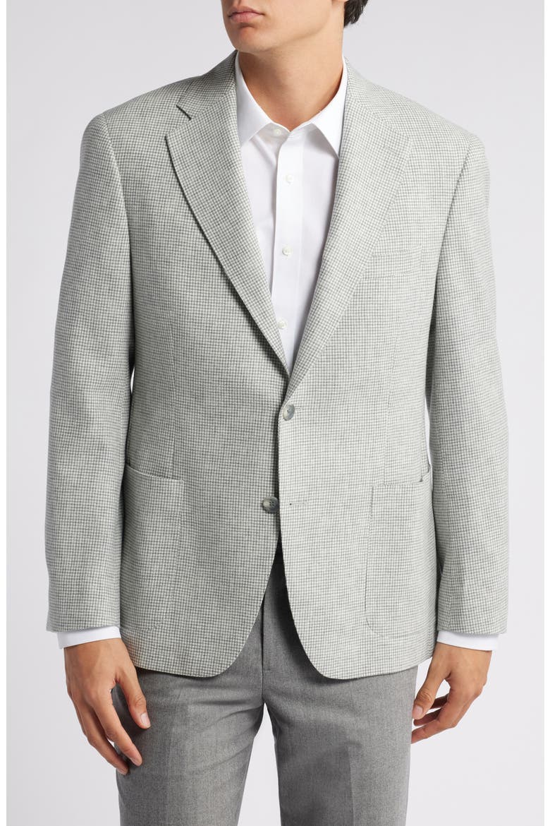 Iker Slim Fit Check Wool & Cashmere Jacket, Main, color, LIGHT GREY