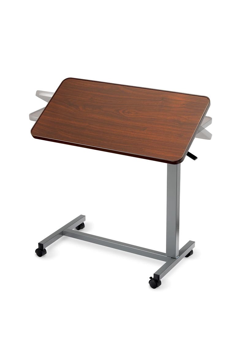 Adjustable & Tilting Table Bed with Wheels and L-Shaped Base, Main, color, Brown