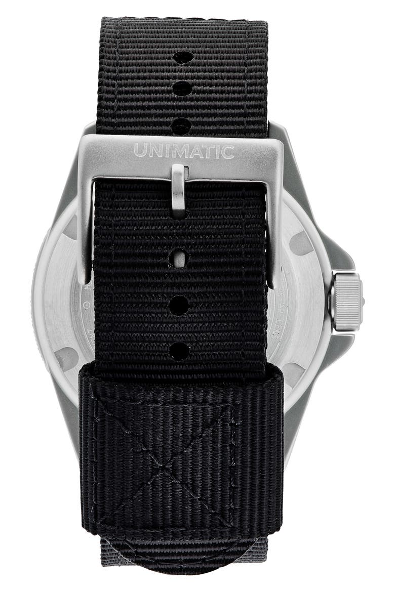 Modello Uno GMT Toolwatch UT1-GMT Nylon Strap Diving Watch, 41.5mm, Alternate, color, BLACK STEEL