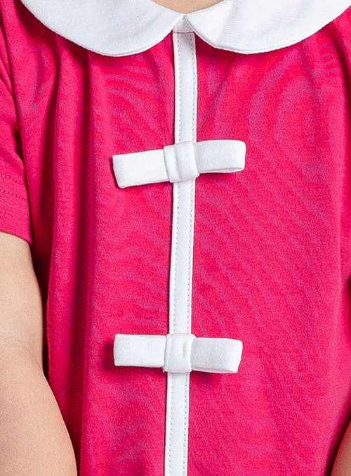 Florence Eiseman Knit Dress With Pleated Skirt And Bows In Fuchsia
