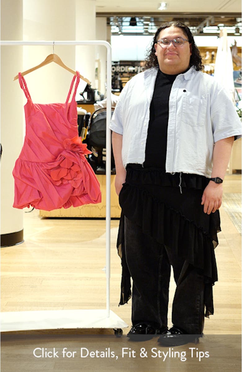 Maxey Floral Appliqué Bubble Hem Cocktail Minidress, sales video thumbnail