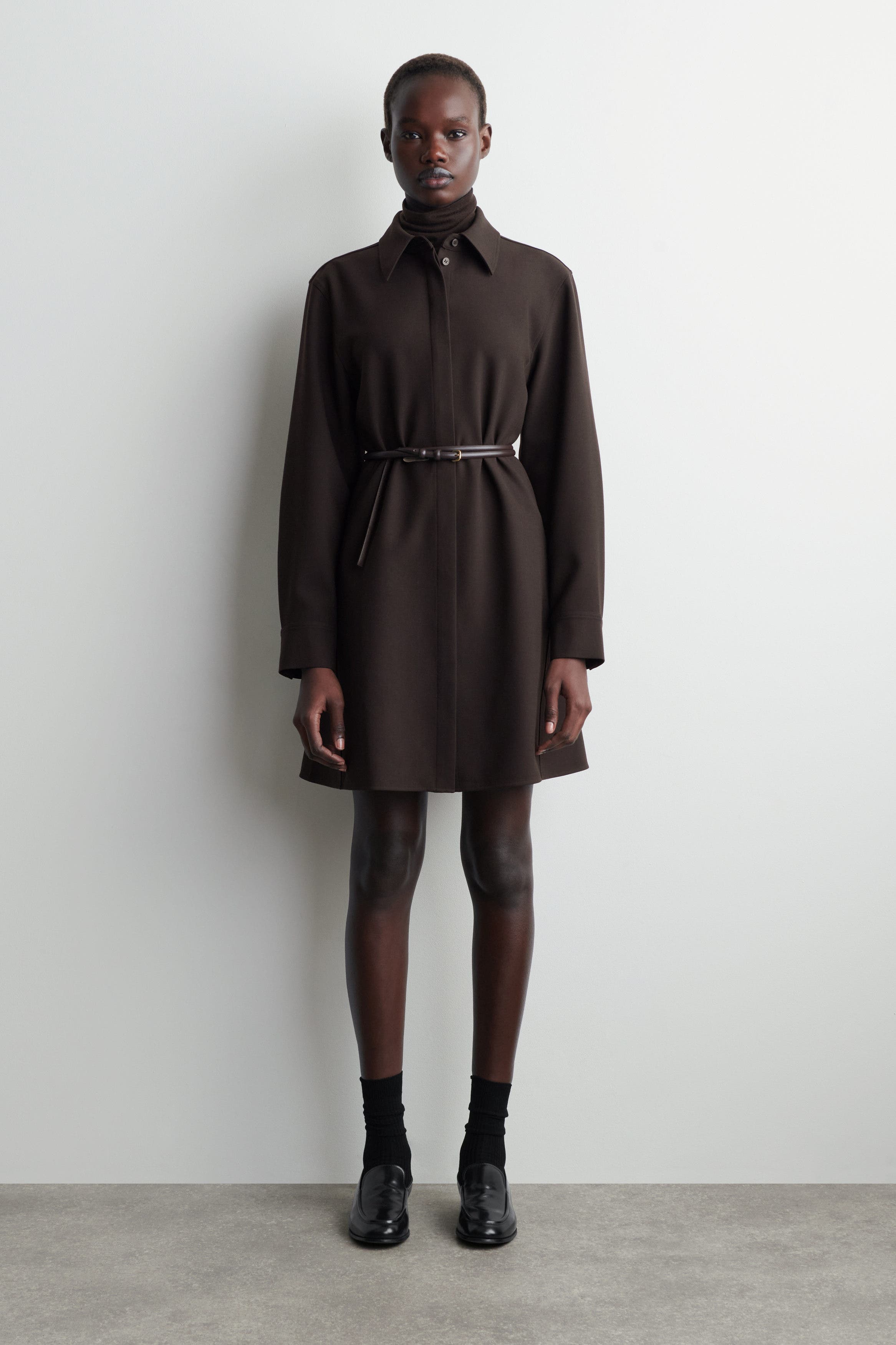 Long-Sleeved Mini Shirt Dress - image 2