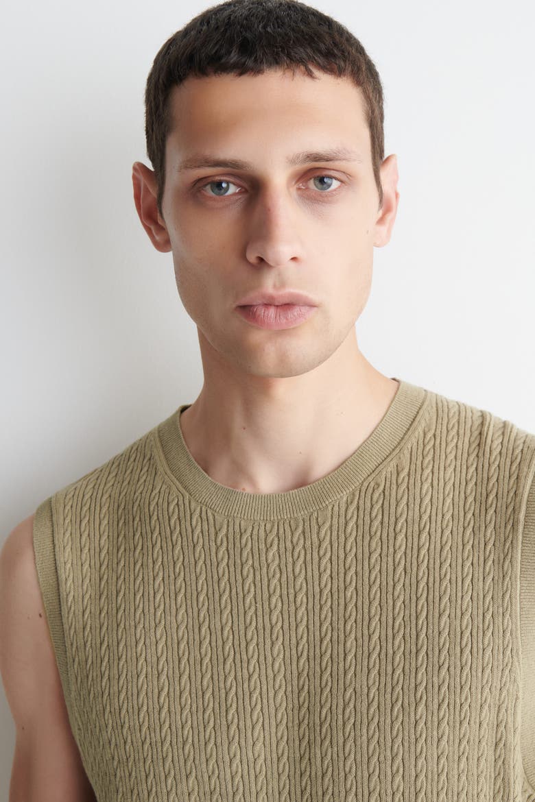 Cable-knit Cotton-linen Tank Top, Alternate, color, BEIGE