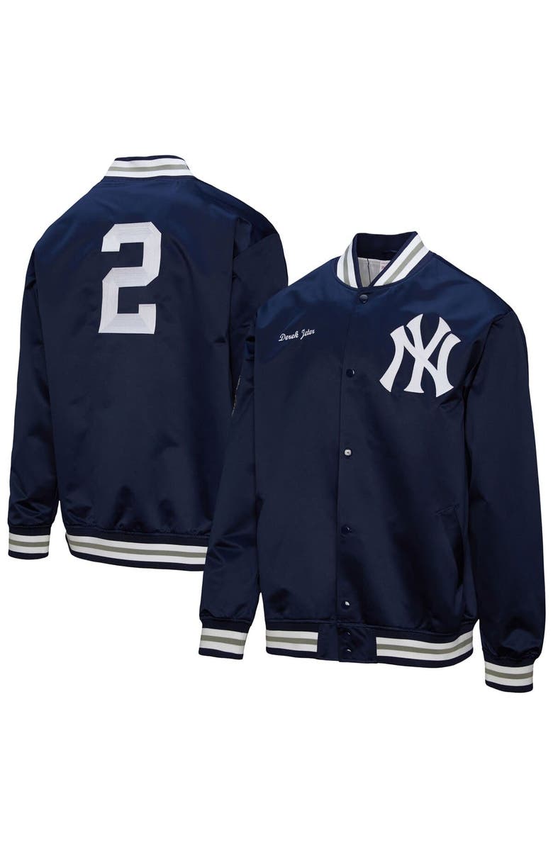 Mitchell & Ness Men's Mitchell & Ness Derek Jeter Navy New York Yankees Legends Collection Vintage Satin Full-Snap Jacket, Main, color, 