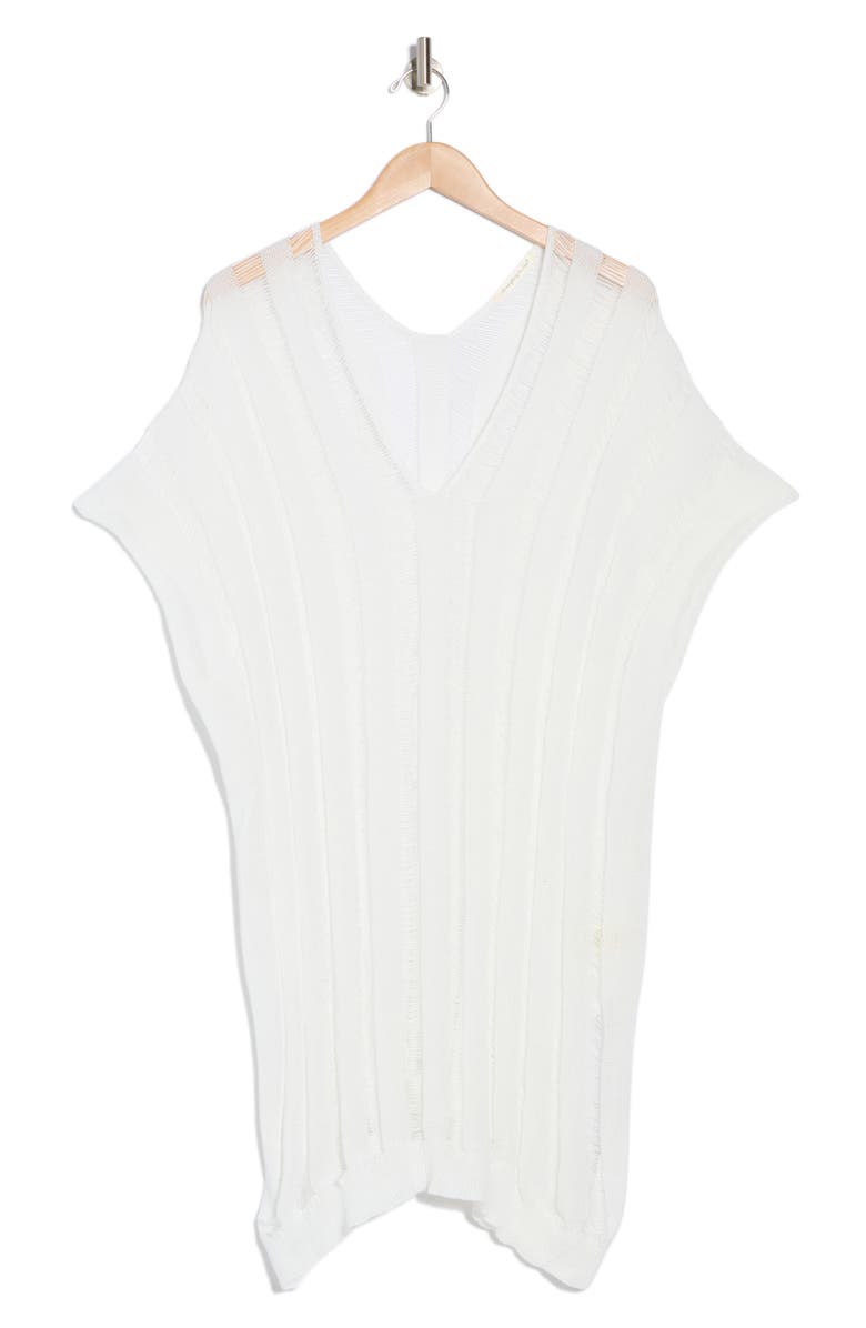 AREA STARS Open Stitch Poncho, Alternate, color, White