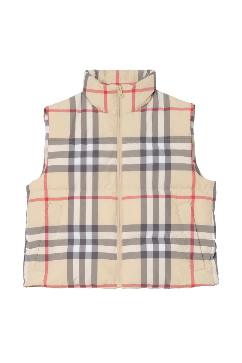 Check Puffer Gilet, Main, color, Pale stone