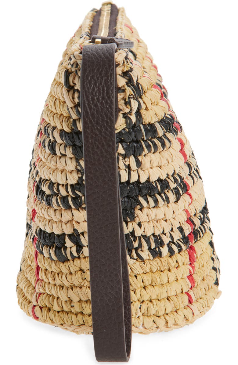 Burberry Margate Check Raffia Pouch, Alternate, color, Sand