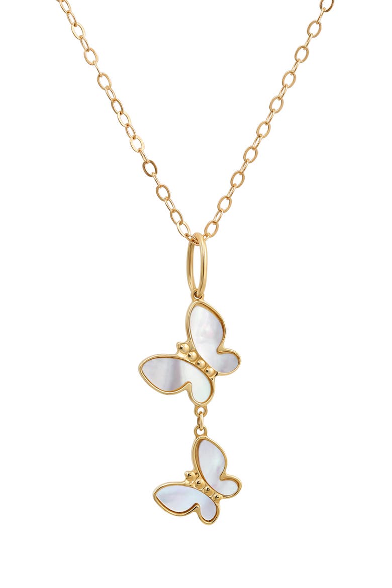 Mother-of-Pearl Butterfly Pendant Necklace, Main, color, WHITE