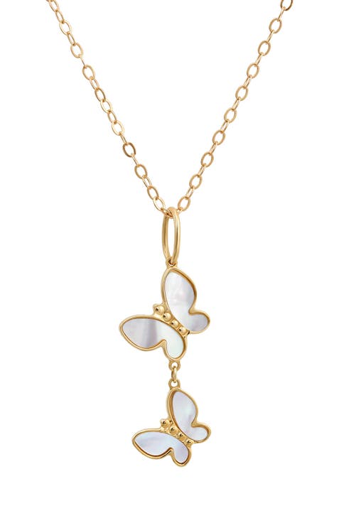 Mother-of-Pearl Butterfly Pendant Necklace