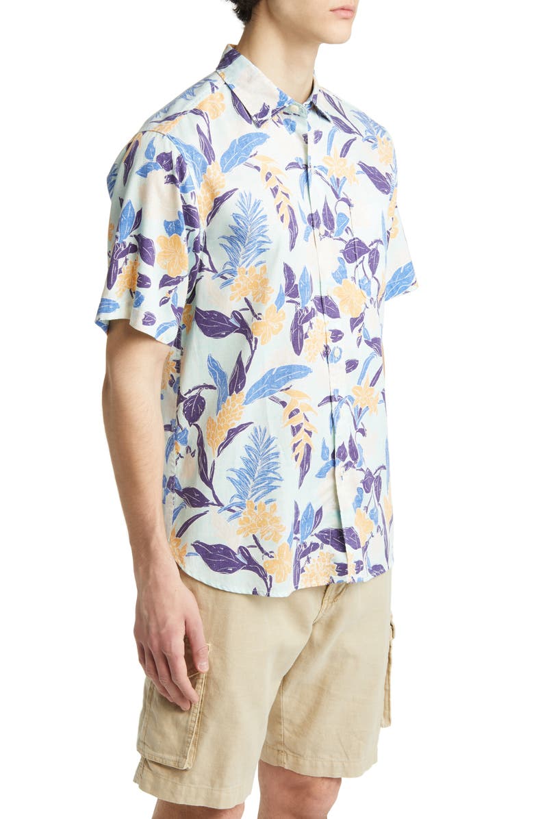 Tommy Bahama Tortola Aqua Isles Floral Short Sleeve Button-Up Shirt, Alternate, color, 