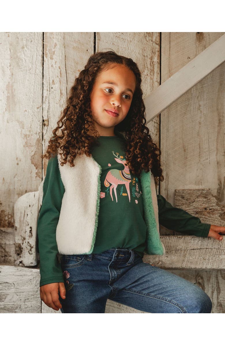 Deux par Deux Reversible Faux Fur Vest, Main, color, Off-White