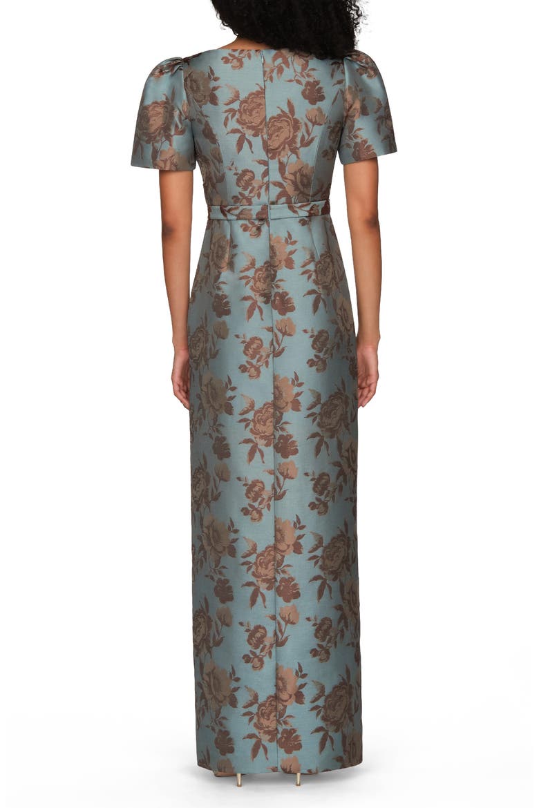 Esmerelda Floral Jacquard Column Gown, Alternate, color, DARK PECAN MULTI