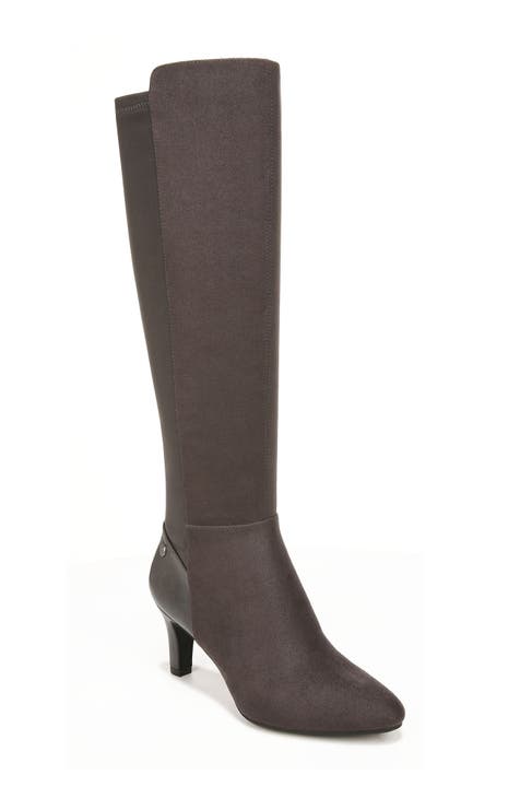 Gray high knee boots best sale